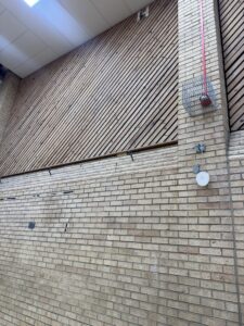 Temporary wireless access point installed on the wall for the Tropical Bird Show.